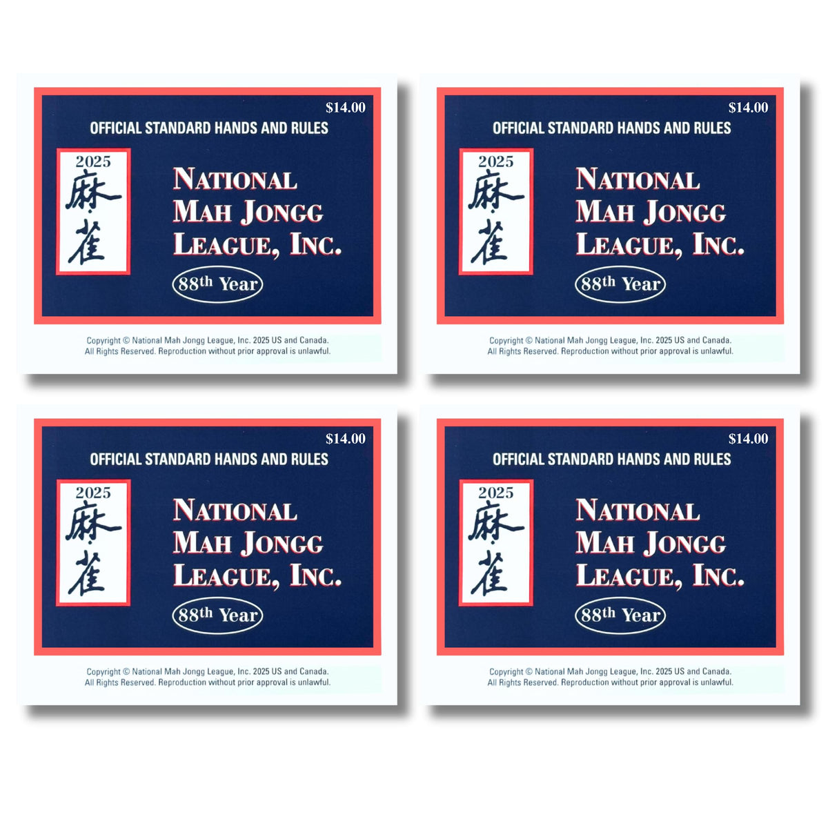 National Mah Jongg League 2025 cards front view for quick in-game reference