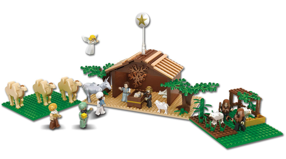 Nativity Bricks Ultimate Play Set three wise men approaching for storytelling