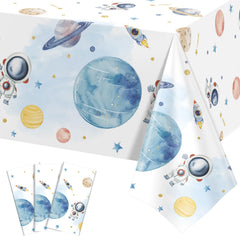 NatNarr outer-space tablecloths protect surfaces and enhance space party decor.