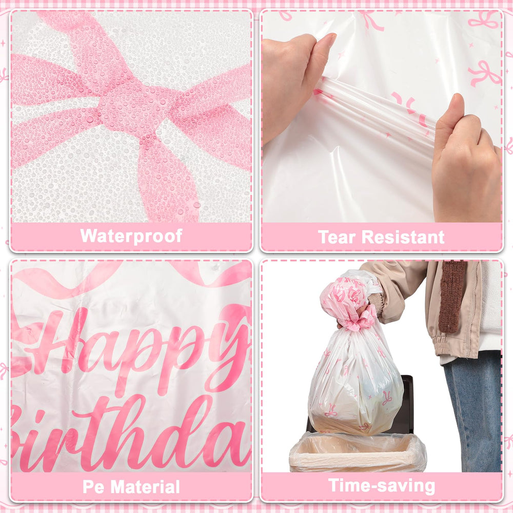 NatNarr Coquette pink bow tablecloth outdoors scene demonstrates mess-free dining.