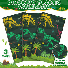 NatNarr dinosaur tablecloth pack rolled, ready for quick party setup.