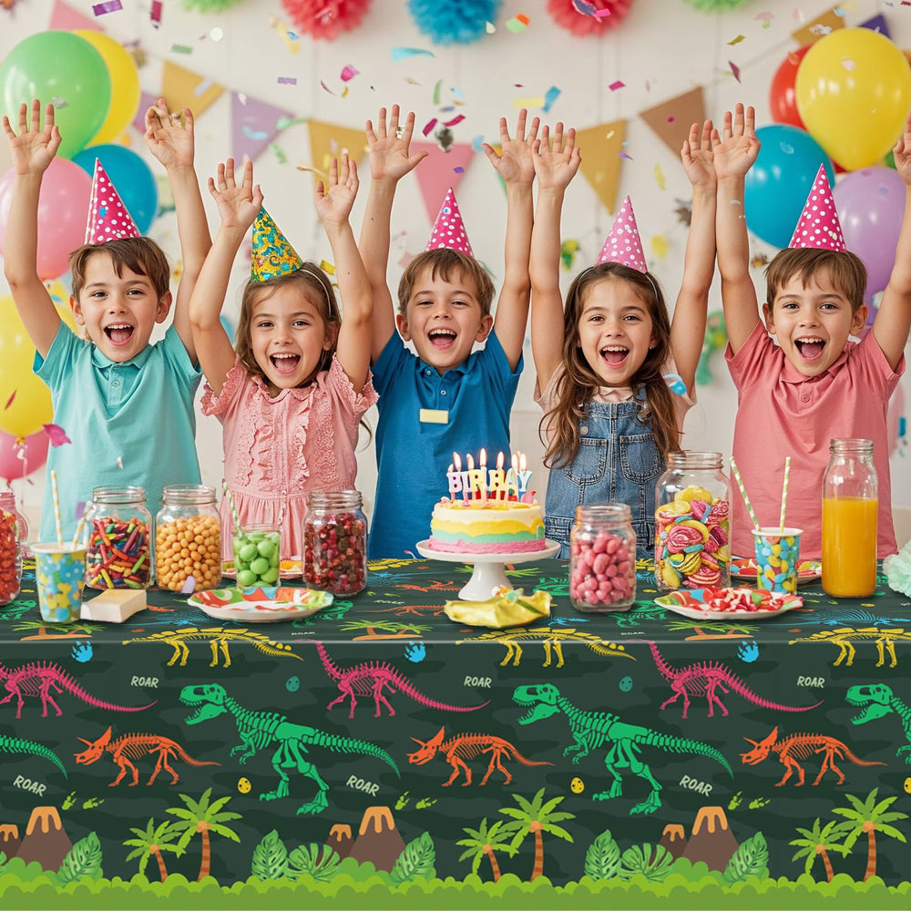 NatNarr dinosaur tablecloth waterproof surface protection keeps spills contained.