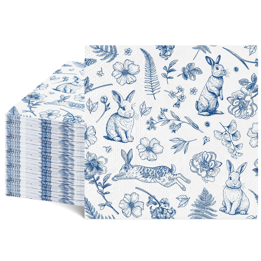 NatNarr Easter napkins with blue bunny design for festive table decor.