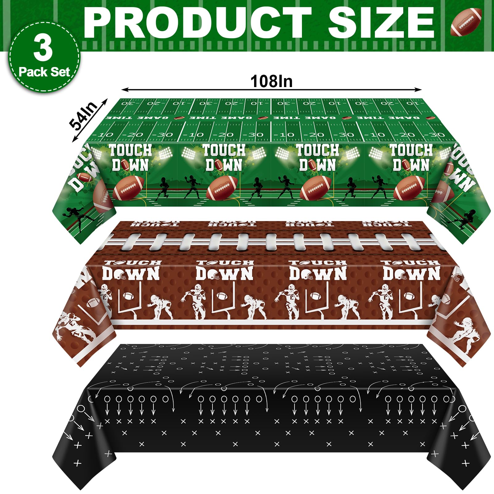NatNarr football tablecloth design B creates a festive look that protects your surface