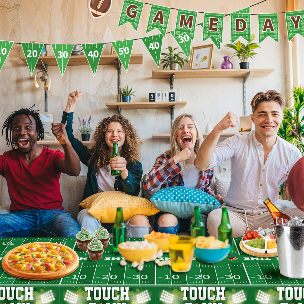 NatNarr football tablecloth pack of three ready for party cleanup