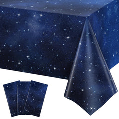 NatNarr Galaxy tablecloth on a table, ideal for space-themed events.