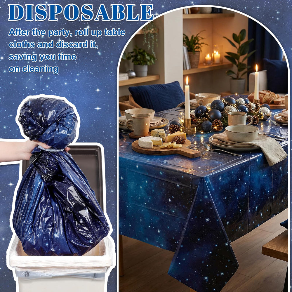 NatNarr Galaxy tablecloth in a festive party setup.