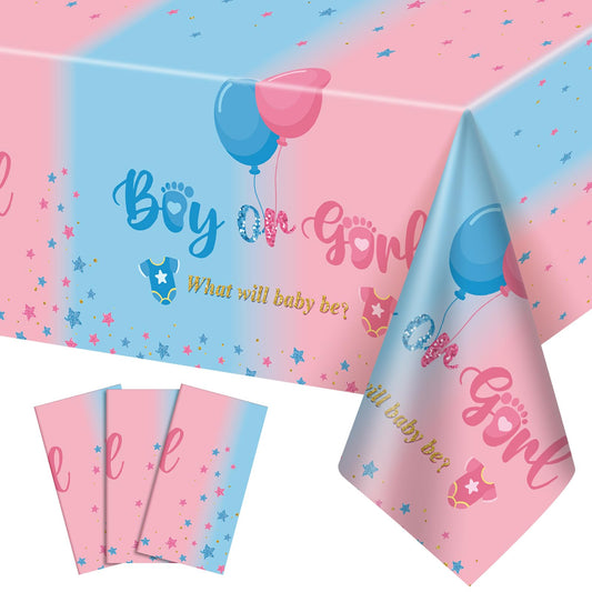 NatNarr gender reveal tablecloth in a 3-pack, perfect for party prep.