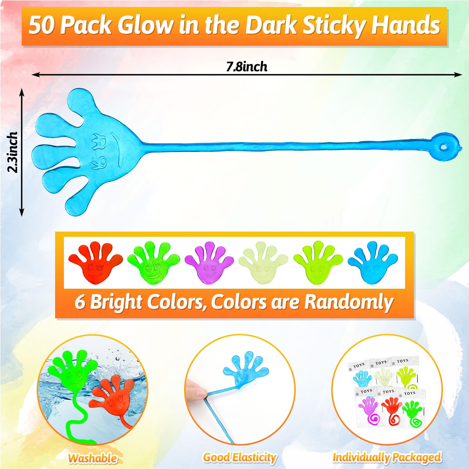 NatNarr glow sticky hands used as party favors at Easter or birthday events.