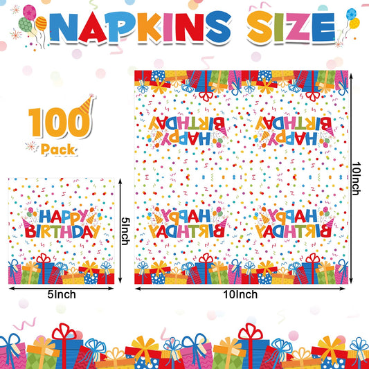 NatNarr napkins featuring colorful gift boxes complement birthday decor
