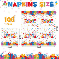 NatNarr napkins featuring colorful gift boxes complement birthday decor