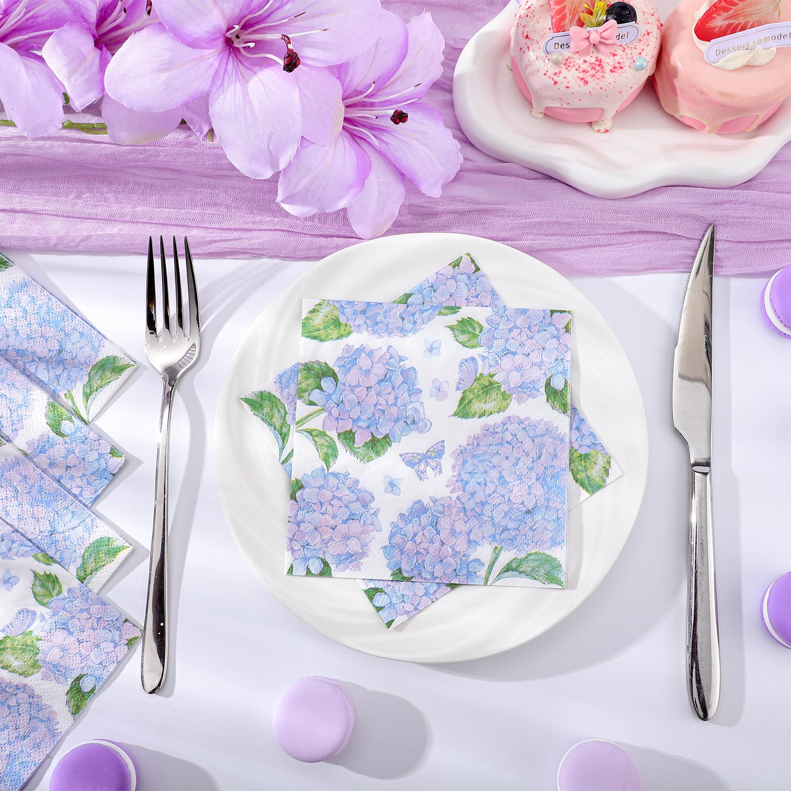 NatNarr Hydrangea napkins ideal for bridal and baby showers while maintaining refined table appeal.