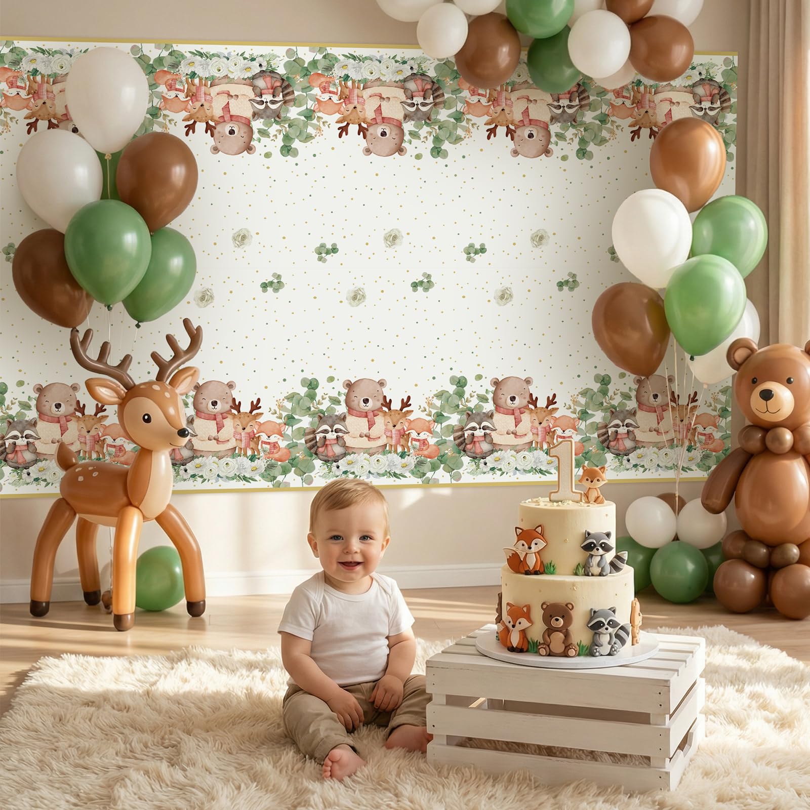 NatNarr neutral gender reveal tablecloth supports nature-inspired celebrations