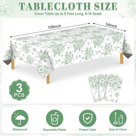 NatNarr Sage Green Floral Tablecloth pack garden-setup, perfect for outdoor tea parties