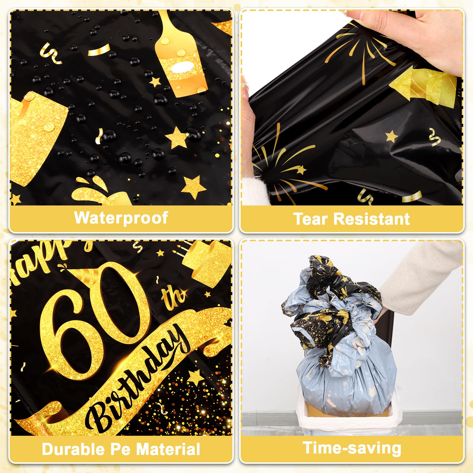 NatNarr three-pack birthday tablecloths provide flexible decor for multiple tables.