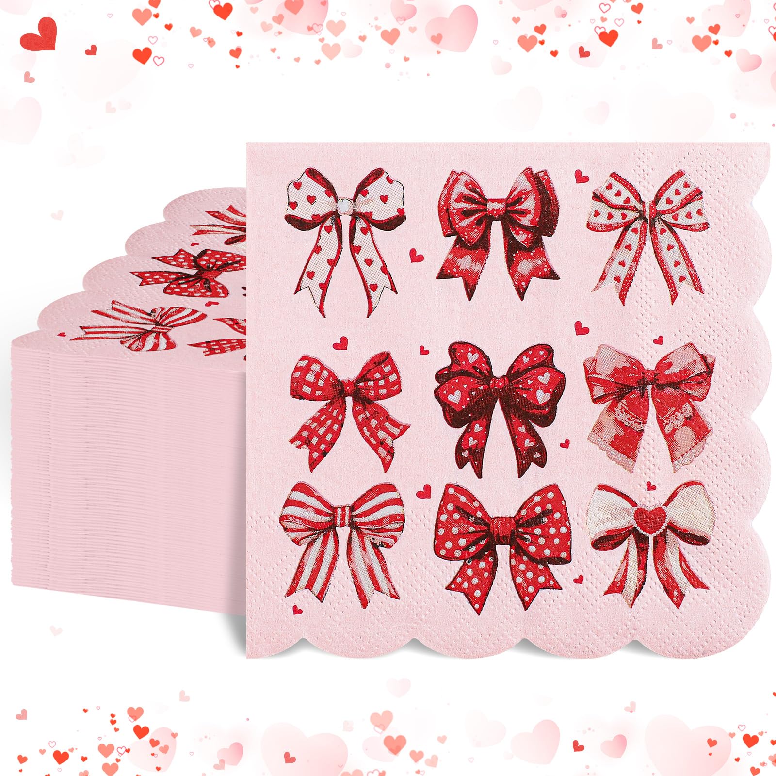 NatNarr Valentines Napkins with bow-design enhance festive table decor for engagements and parties.