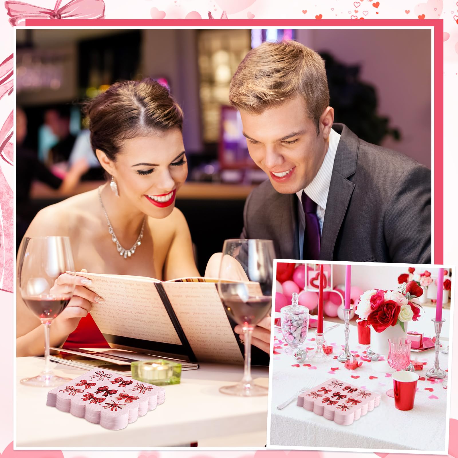 NatNarr valentines napkins decorative and functional for Valentine events or celebrations.