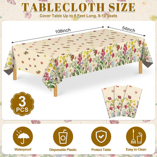 NatNarr vintage flower design tablecloth enhances tea party ambiance.