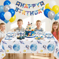 NatNarr waterproof disposable tablecloth keeps spills contained during parties.