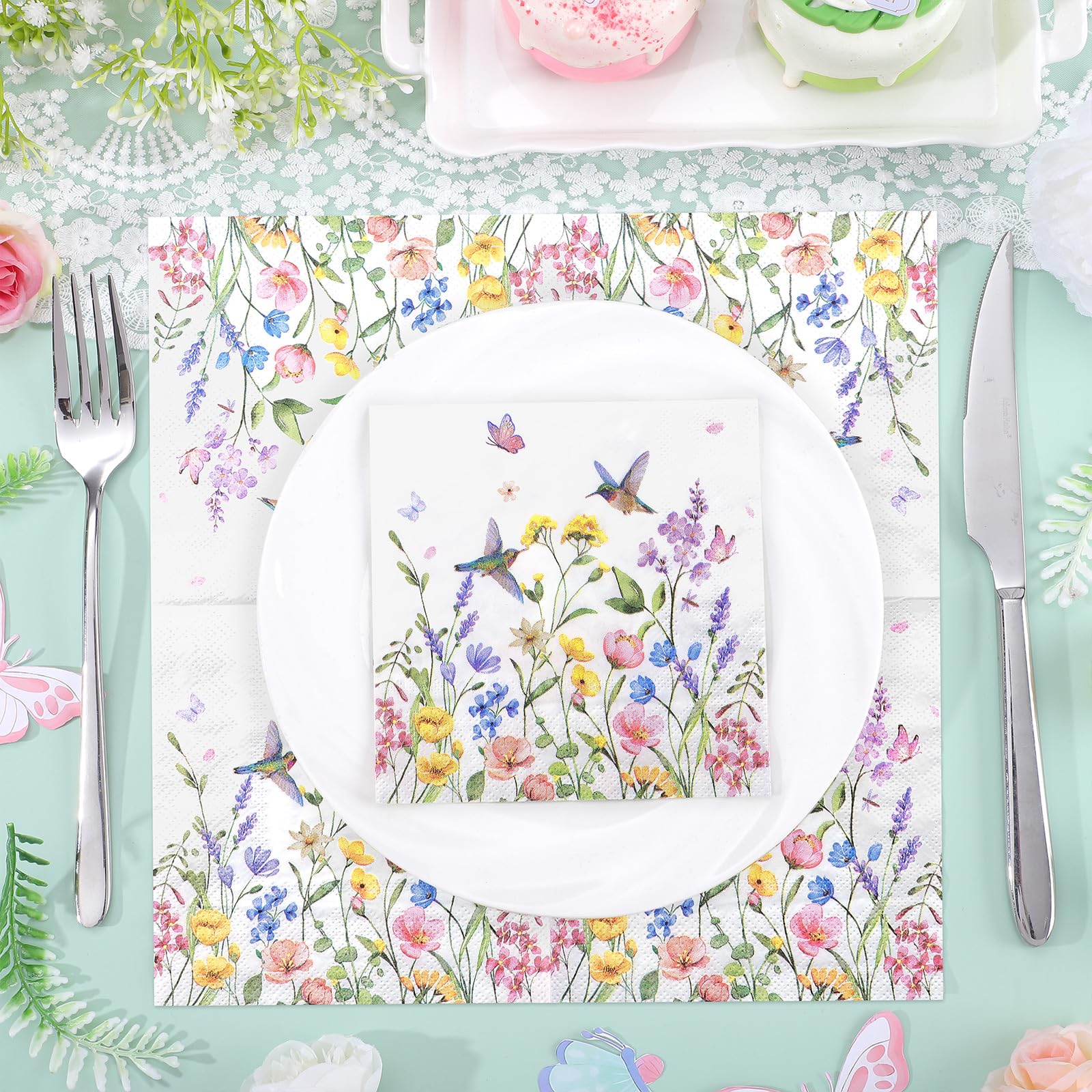 NatNarr wildflower butterflies hummingbirds pattern adds spring vibes to tables.