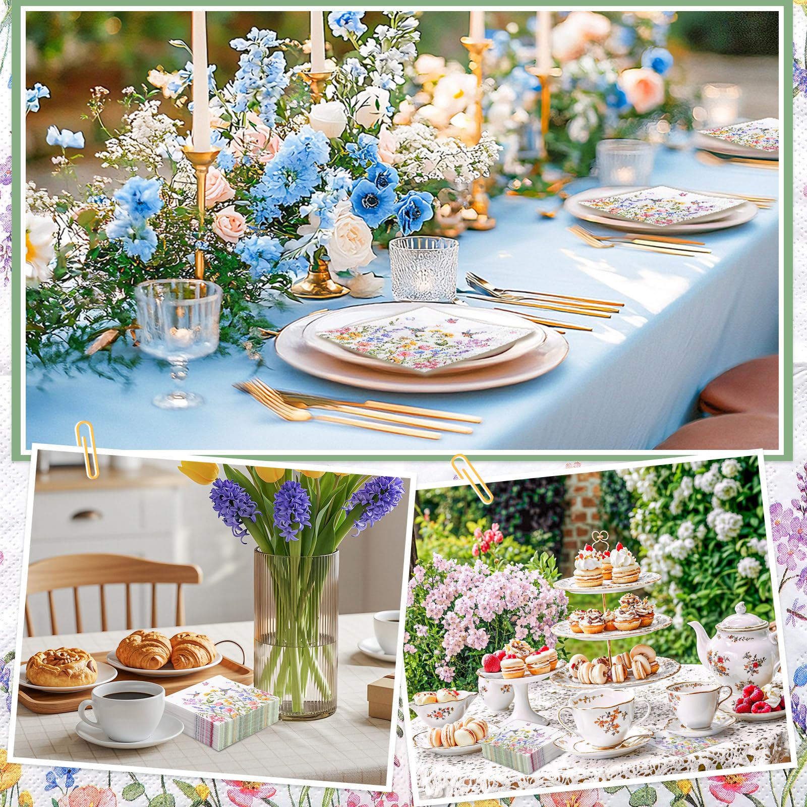NatNarr wildflower napkins Easter Mother Day design suits special celebrations.