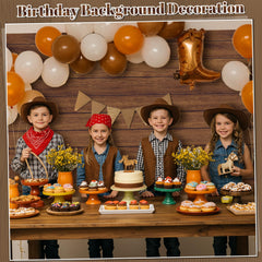 NatNarr wood grain tablecloth ideal for baby shower decor.