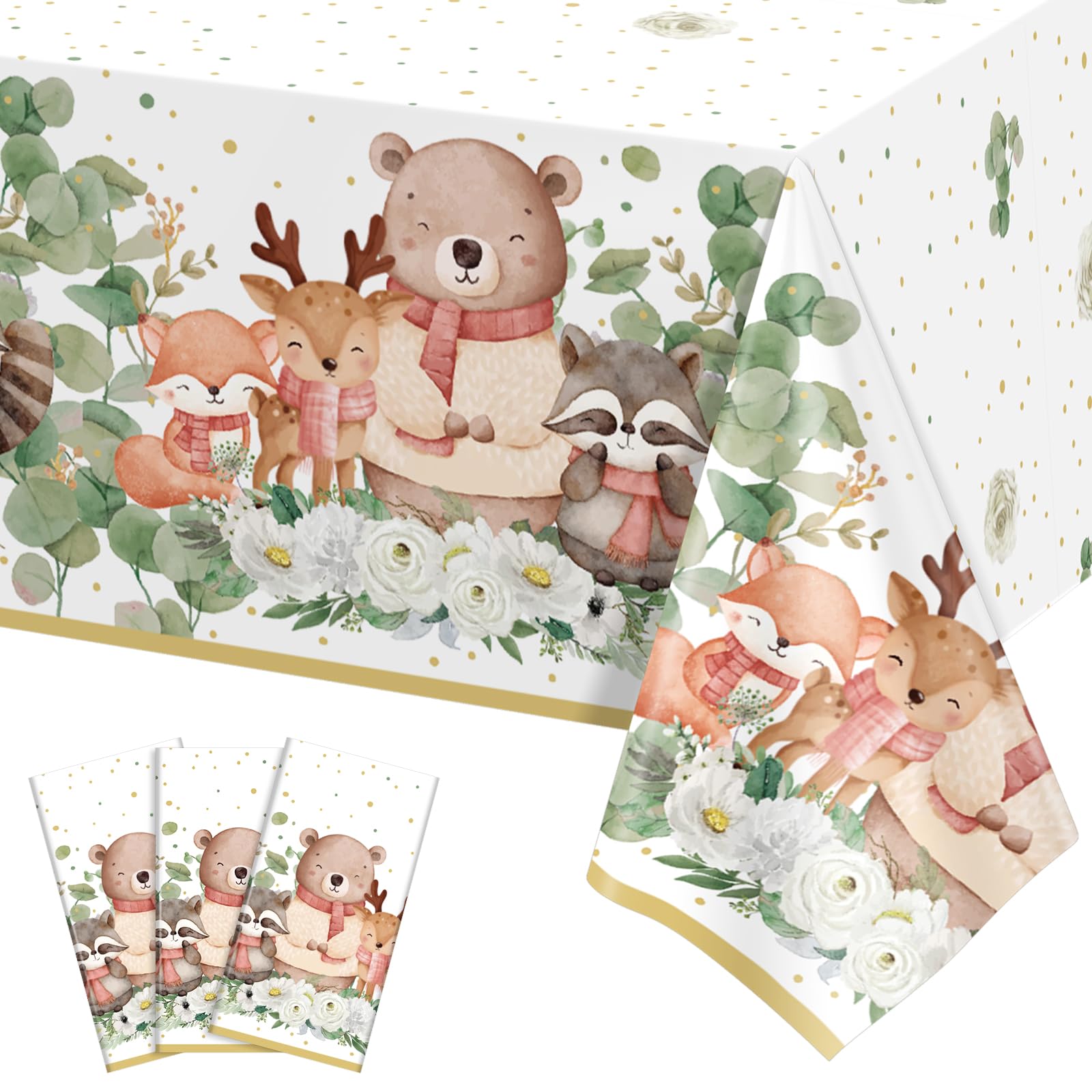NatNarr woodland tablecloth, 54x108 inches, protects surfaces during family meals with forest style