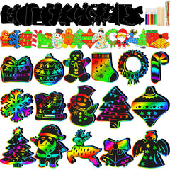 Natonhi rainbow scratch paper ornaments for kids crafts, vibrant designs inspire creativity.