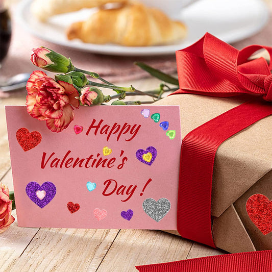 Natonhi glitter foam heart stickers close-up with vivid colors and shimmer