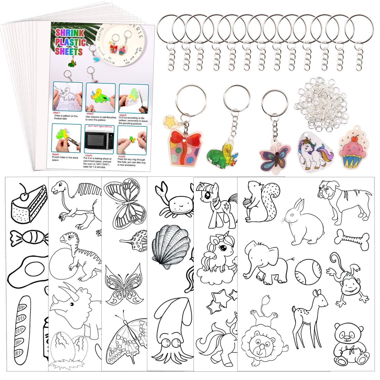 Natonhi Shrinky Dink Sheets kit blank sheets for colorful shrink art projects