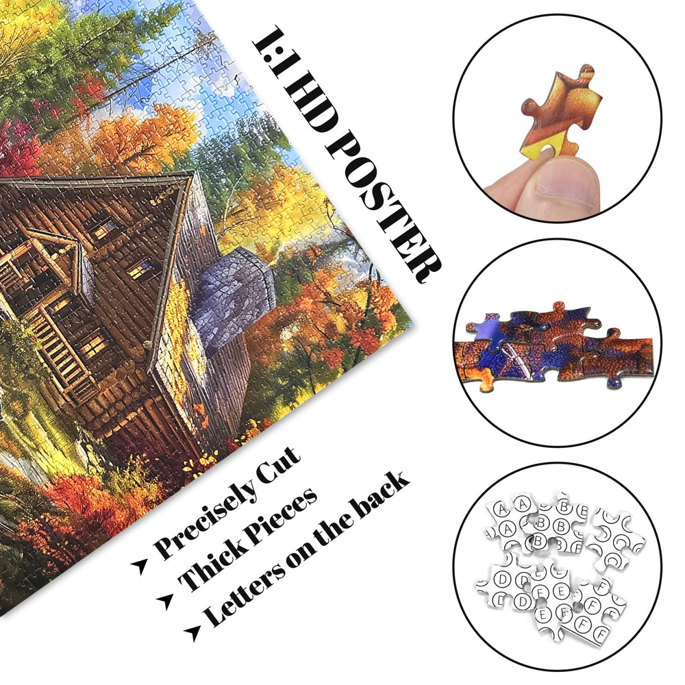 Nattork Bear Village puzzle with poster included for reference