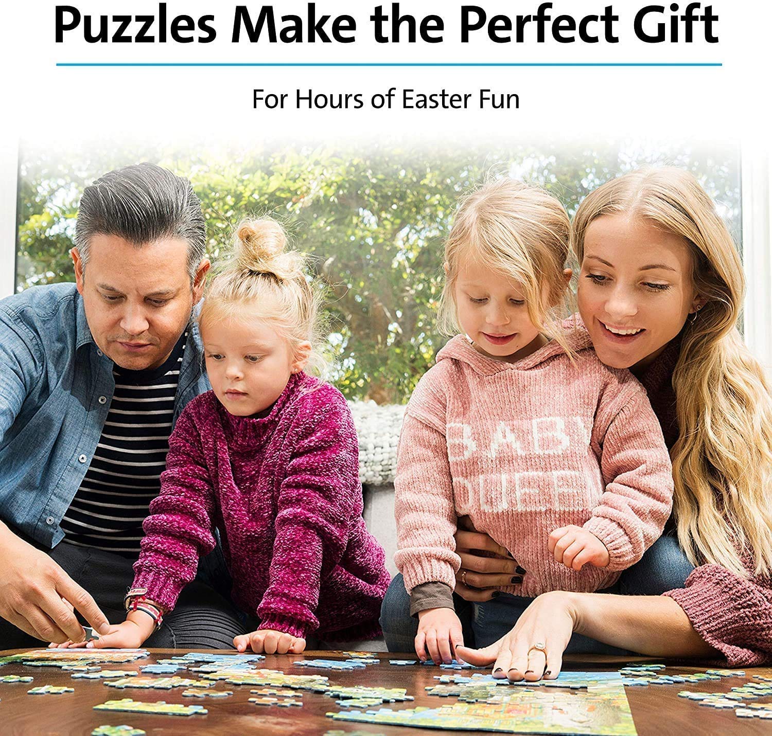Nattork donuts puzzle finished size 70 by 50 cm shown for home setup.