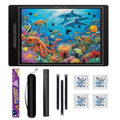 Nattork jigsaw puzzle mat roll-up for portable on-the-go puzzling.