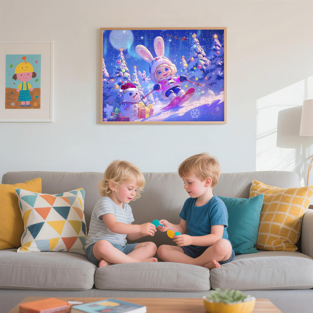 Nattork puzzle hung on wall for decor after completion.