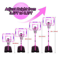 Nattork adjustable height hoop lets growing kids practice shots at four levels.