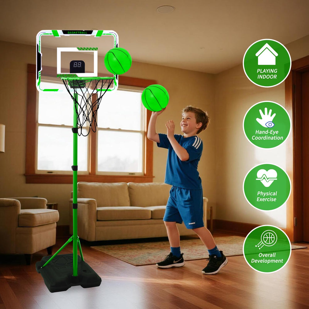 Nattork Kids Basketball Hoop supports indoor and outdoor use with portable setup.