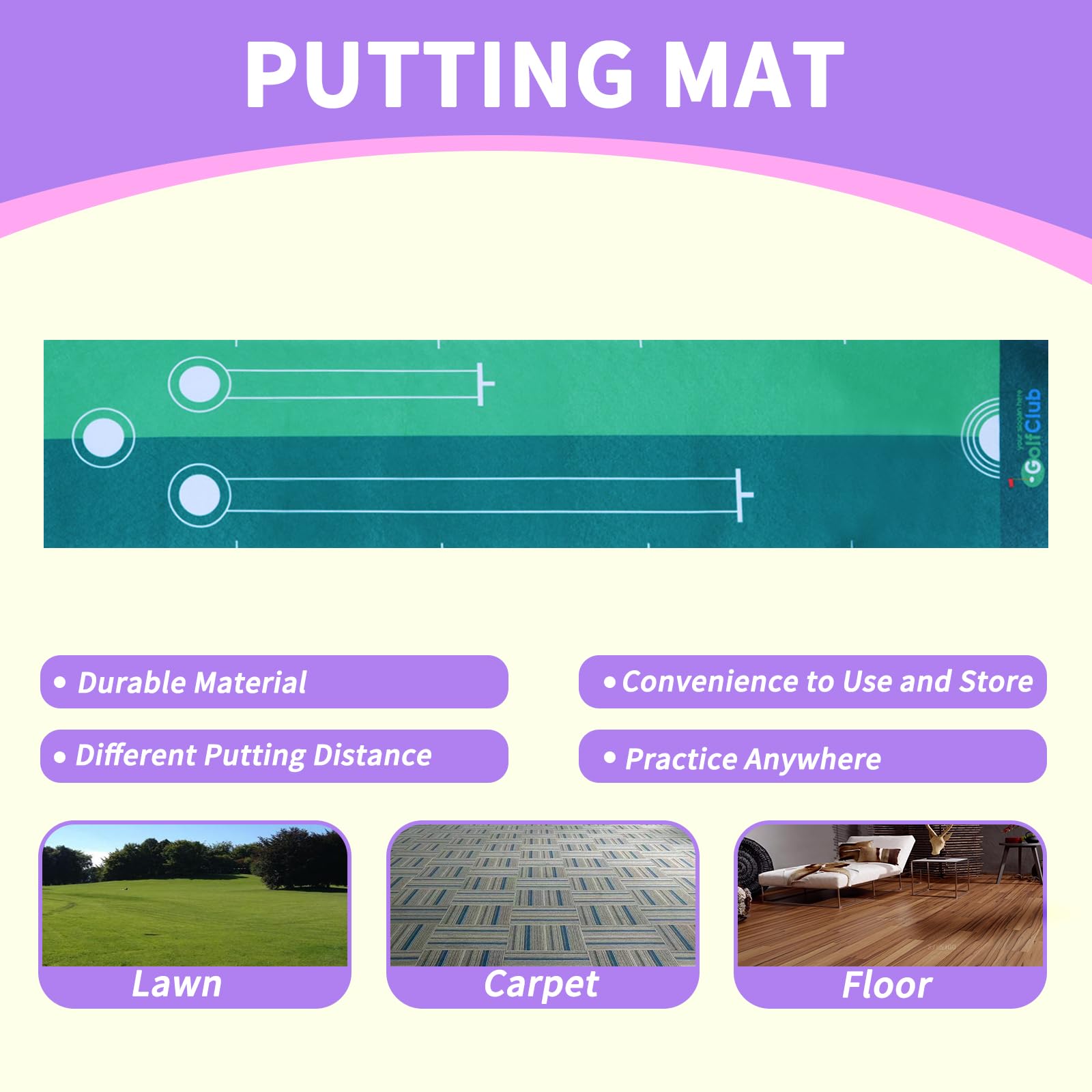 Nattork putting mat offers a realistic home practice surface.