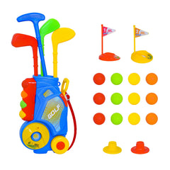 Nattork Toddler Golf Set cart with retractable handle for easy transport.