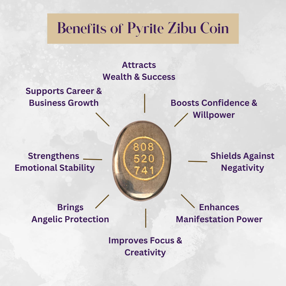Glowing Natural Pyrite Zibu Coin surface inviting protective energy and focus