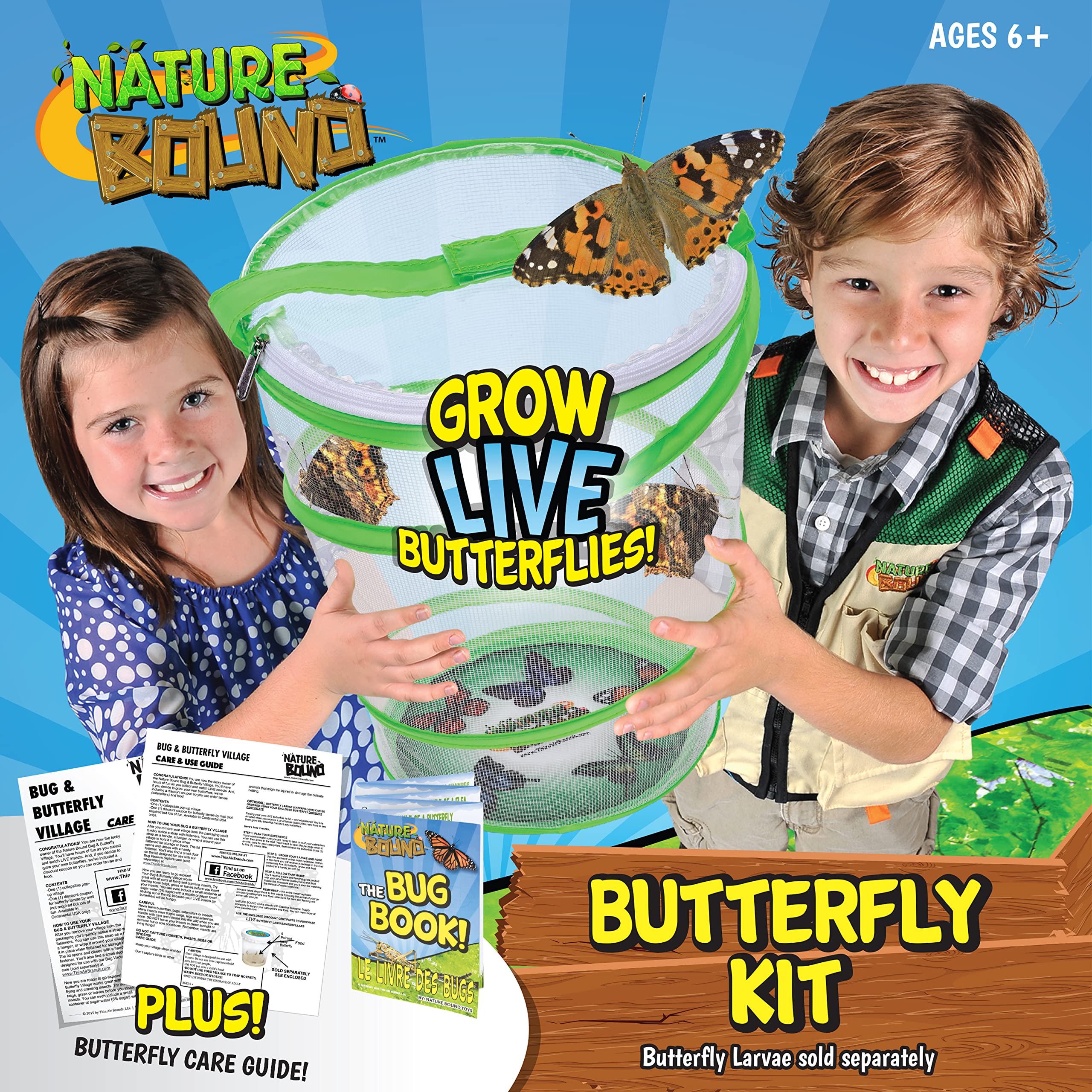 Nature Bound butterfly growing kit enclosure-setup demonstrates easy, safe viewing of growing caterpillars