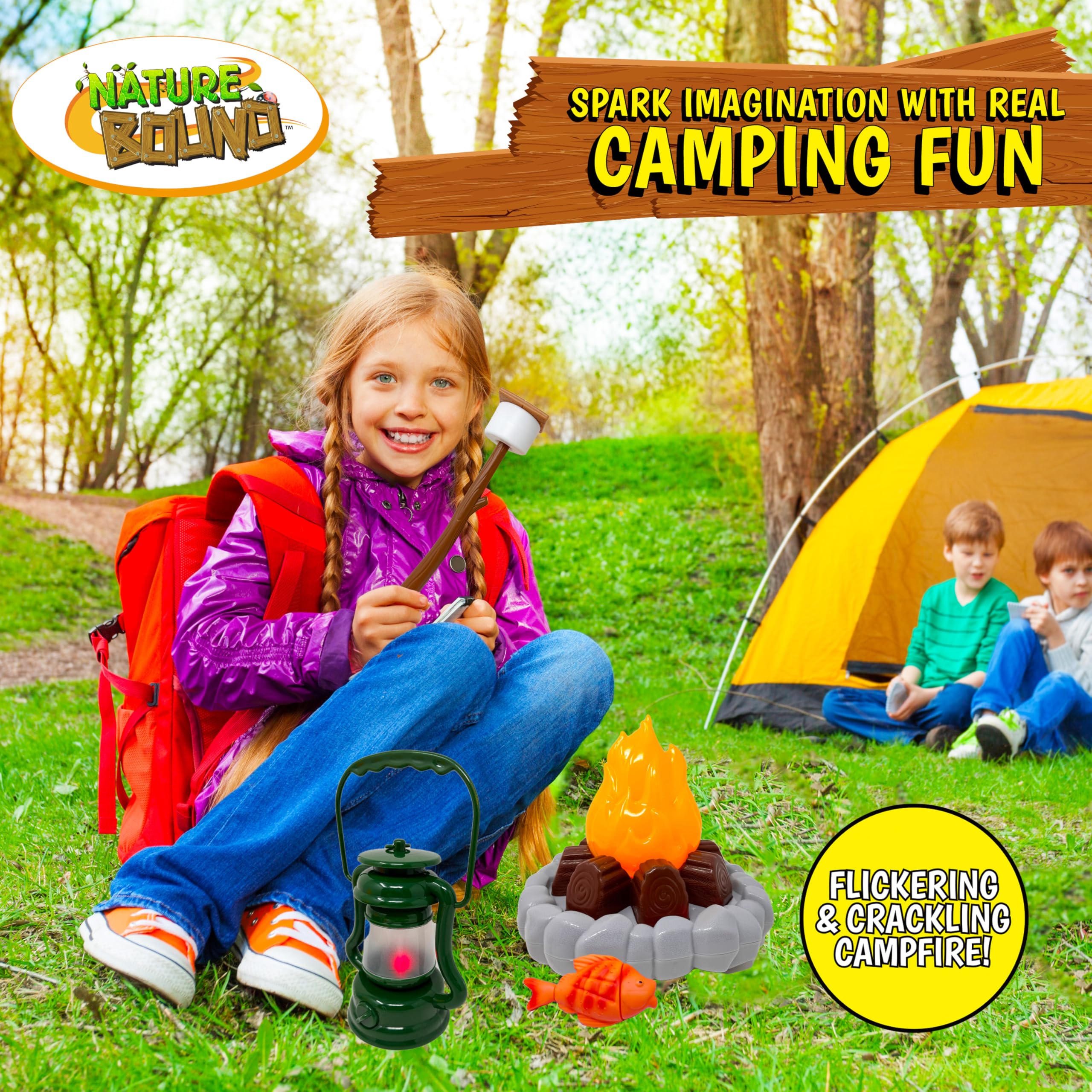 Nature Bound Kids Camping Playset roasting sticks for hands-on pretend cooking.