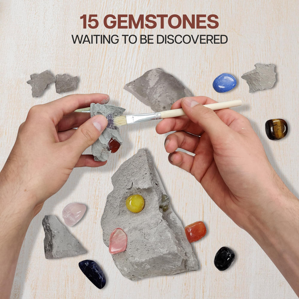 Nature Gear Gemstone Dig Kit amethyst gem reveals vibrant crystals during dig.
