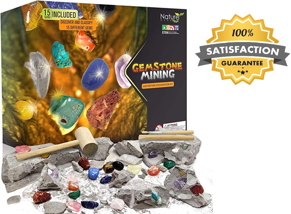Nature Gear Gemstone Dig Kit kid digging action sparks curiosity and play.