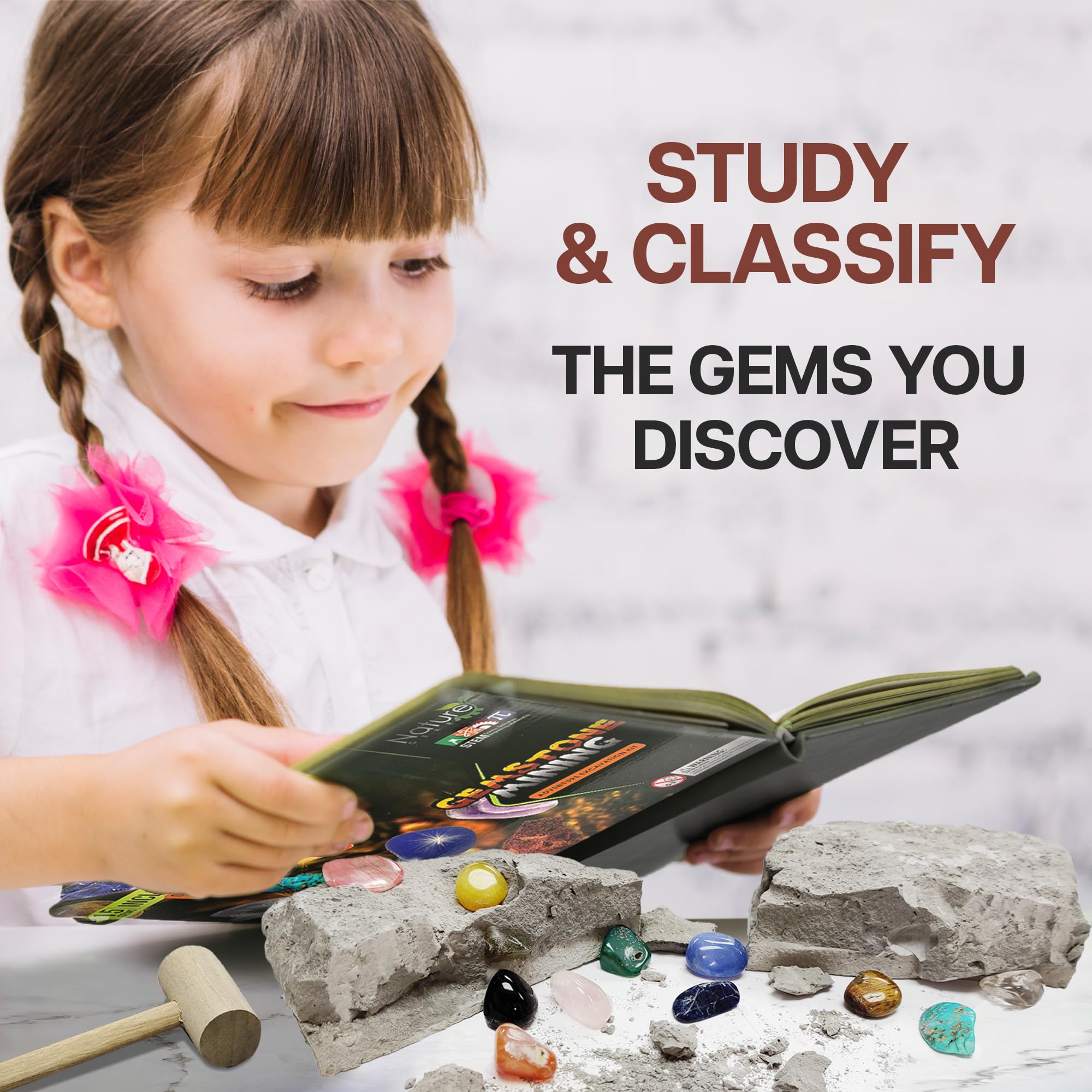 Nature Gear Gemstone Dig Kit obsidian gem with glossy texture for tactile study.