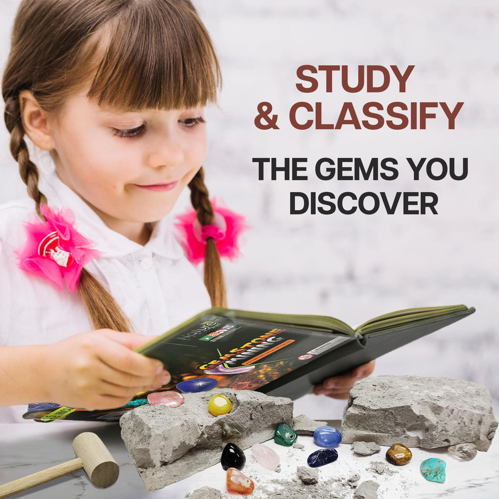 Nature Gear Gemstone Dig Kit obsidian gem with glossy texture for tactile study.