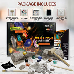 Nature Gear Gemstone Dig Kit tools set for budding geologists and tactile play.
