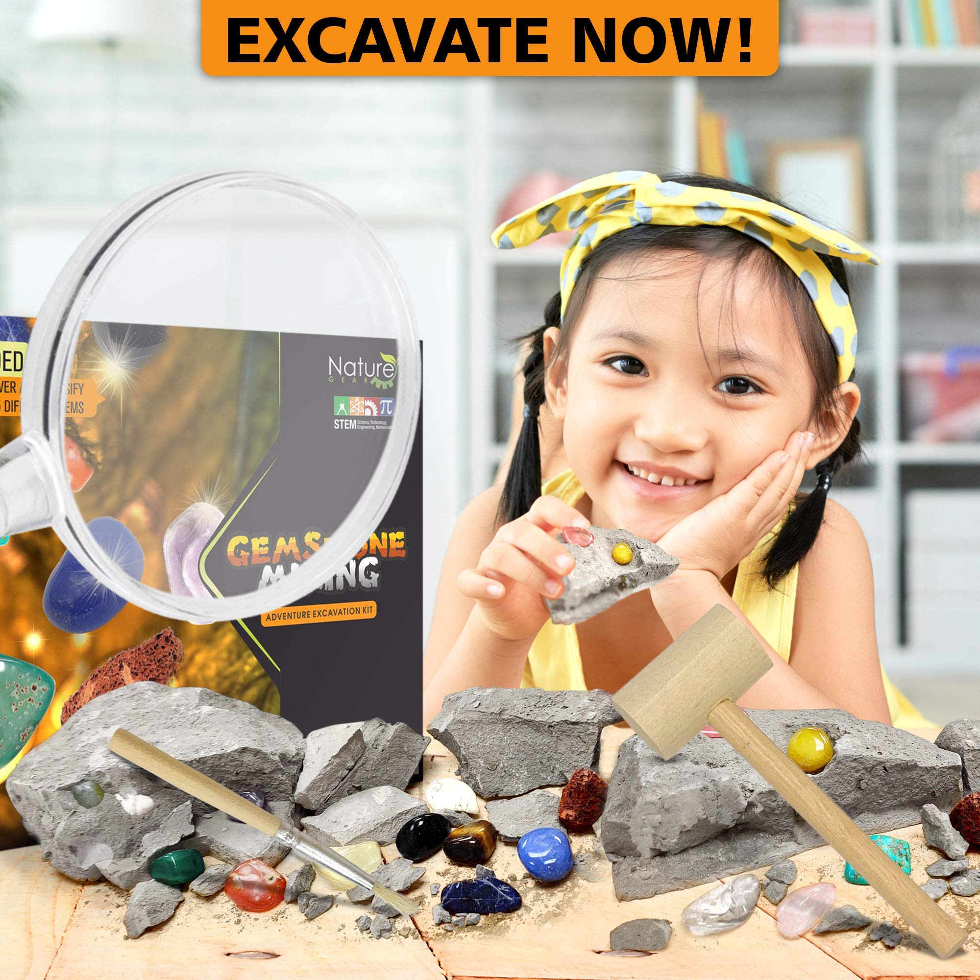 Nature Gear Gemstone Dig Kit topaz gem adds colorful sparkle to discovery.