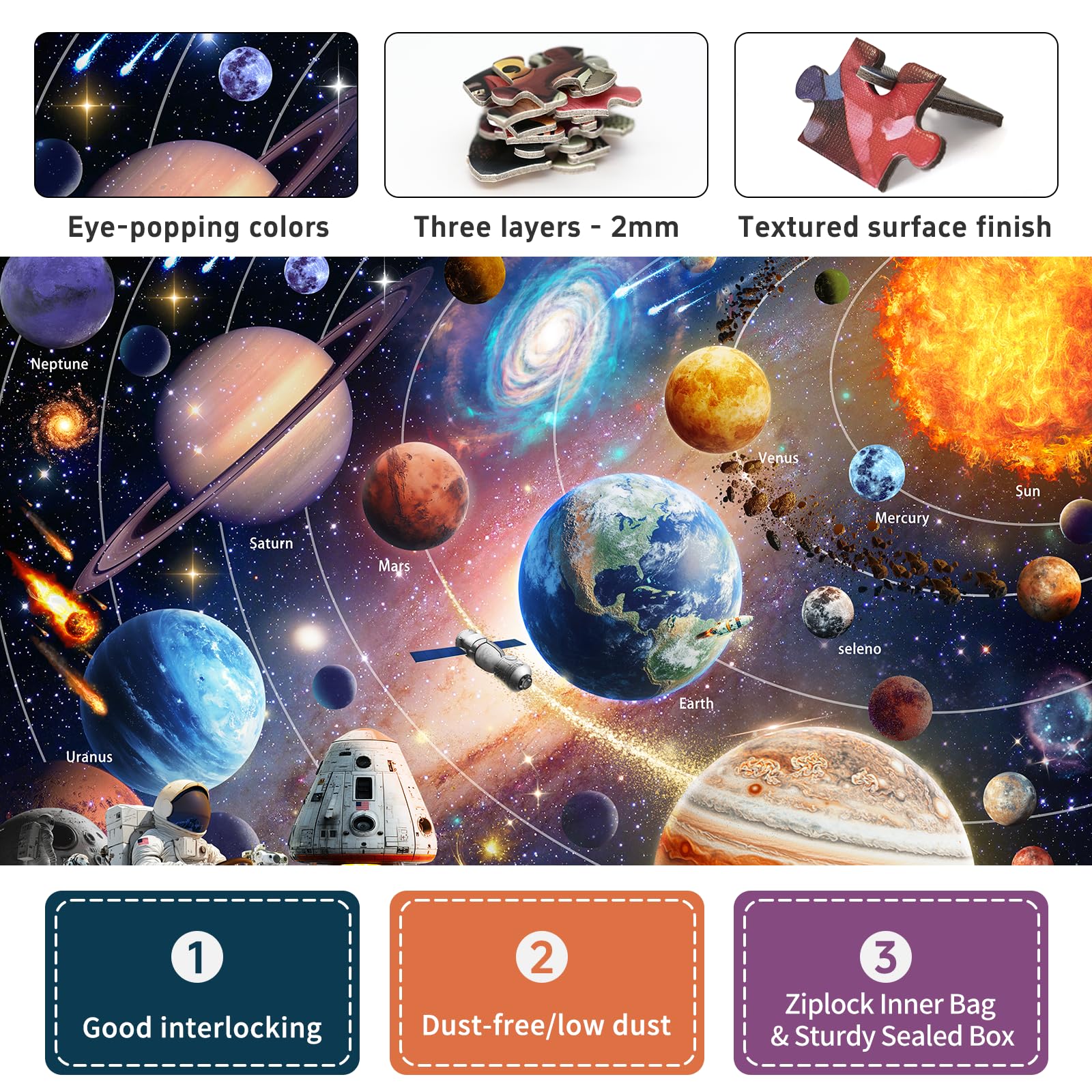 Naturelish glow-in-the-dark astronaut puzzle reveals space scene after sunset.
