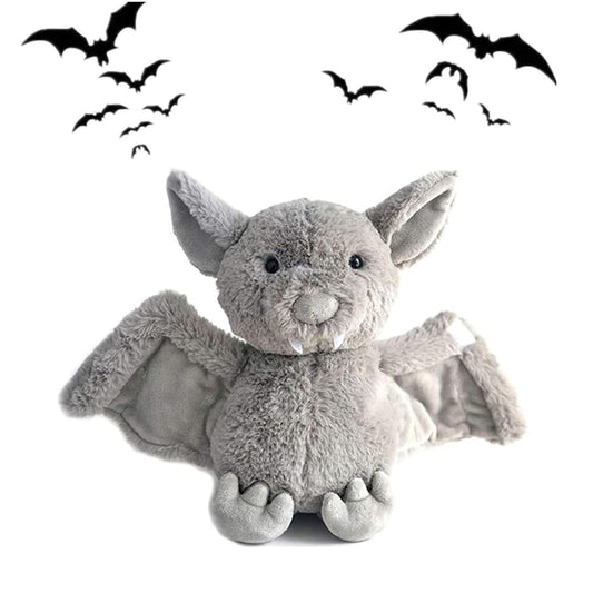 NatureMan 11-inch plush bat gray face for cozy bedtime companionship.
