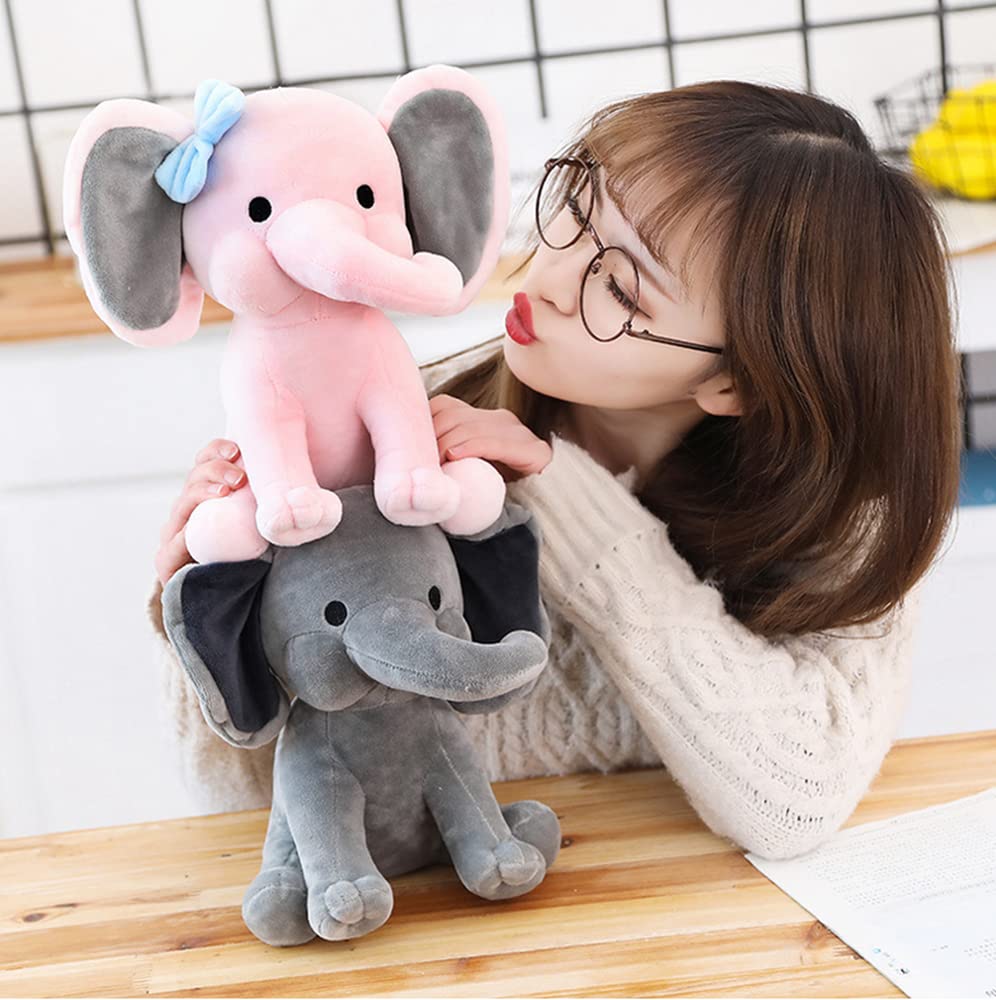 NatureMan plush elephant, compact 9.8in, portable for travel and naps.